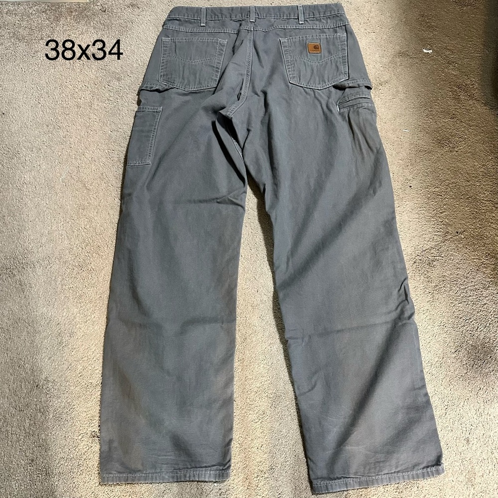 Carhartt Gray Men's Cargo Work Pants, 38x34